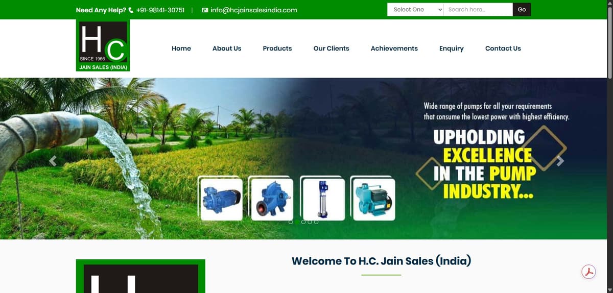 HC Jain Sales India Website